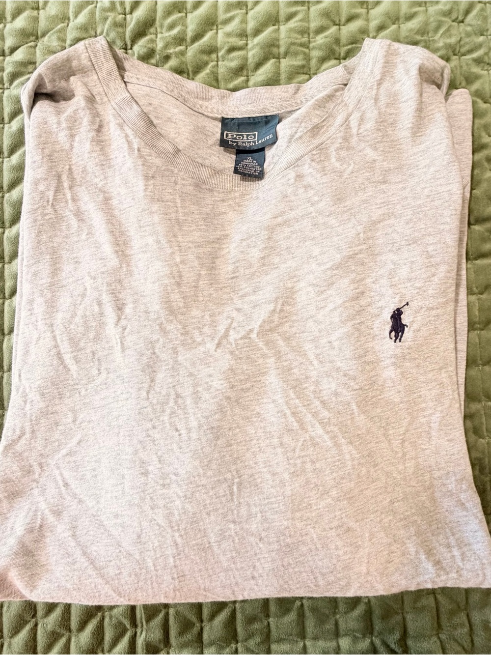 Polo Ralph Lauren gray long sleeve t shirt navy pony logo size XL